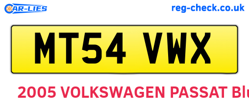 MT54VWX are the vehicle registration plates.