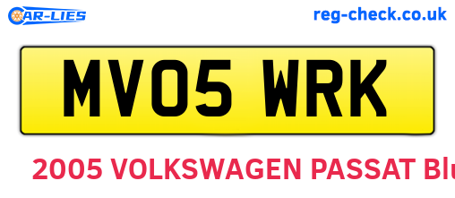 MV05WRK are the vehicle registration plates.