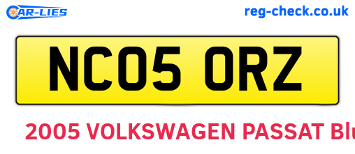 NC05ORZ are the vehicle registration plates.