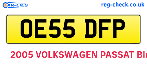 OE55DFP are the vehicle registration plates.