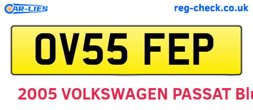 OV55FEP are the vehicle registration plates.