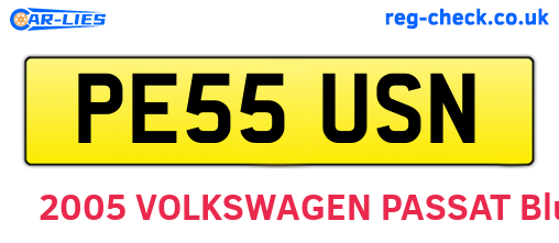 PE55USN are the vehicle registration plates.