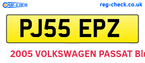 PJ55EPZ are the vehicle registration plates.