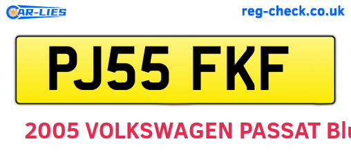 PJ55FKF are the vehicle registration plates.