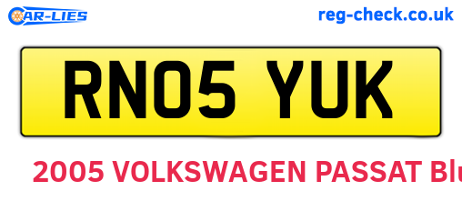 RN05YUK are the vehicle registration plates.