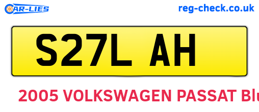 S27LAH are the vehicle registration plates.