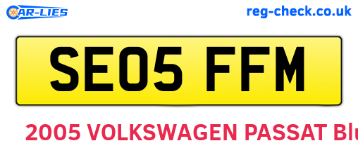 SE05FFM are the vehicle registration plates.