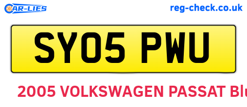 SY05PWU are the vehicle registration plates.