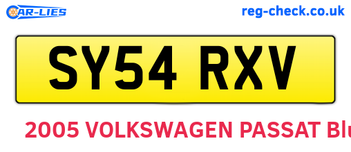 SY54RXV are the vehicle registration plates.