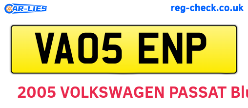 VA05ENP are the vehicle registration plates.