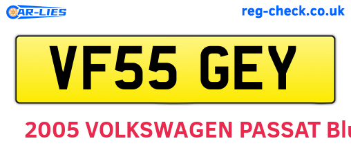 VF55GEY are the vehicle registration plates.