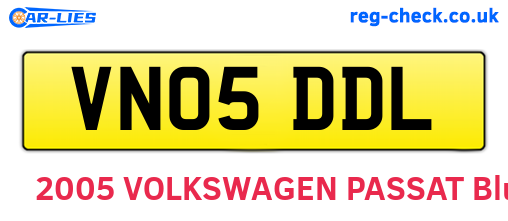 VN05DDL are the vehicle registration plates.