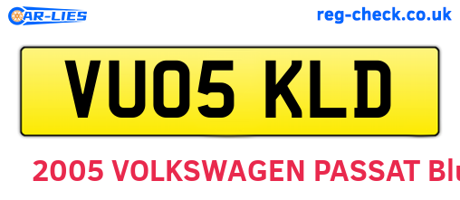 VU05KLD are the vehicle registration plates.