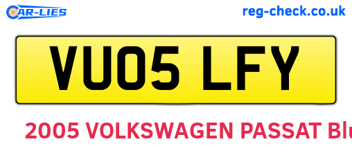 VU05LFY are the vehicle registration plates.