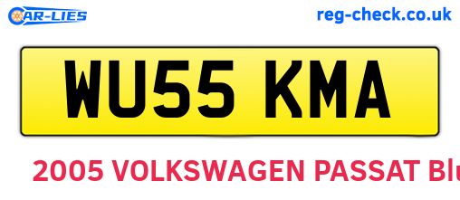 WU55KMA are the vehicle registration plates.