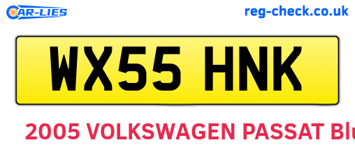 WX55HNK are the vehicle registration plates.