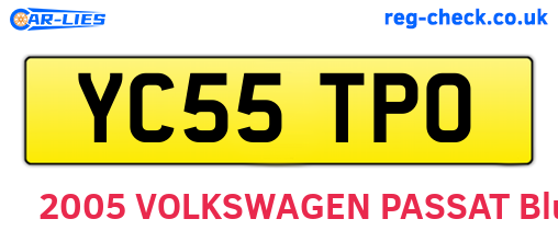 YC55TPO are the vehicle registration plates.