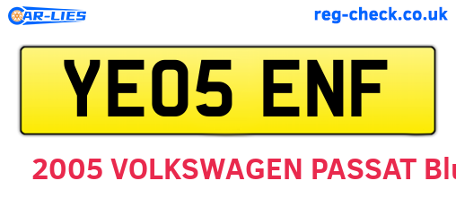 YE05ENF are the vehicle registration plates.