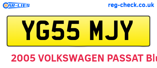 YG55MJY are the vehicle registration plates.