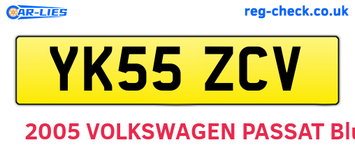 YK55ZCV are the vehicle registration plates.