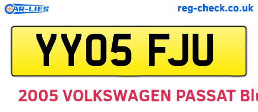 YY05FJU are the vehicle registration plates.