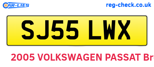 SJ55LWX are the vehicle registration plates.