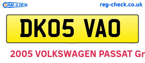 DK05VAO are the vehicle registration plates.
