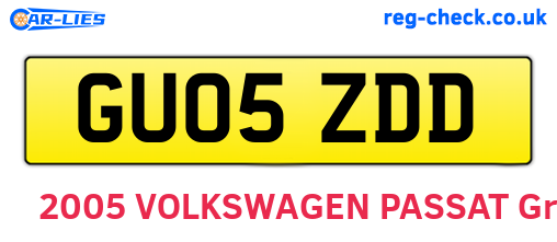 GU05ZDD are the vehicle registration plates.