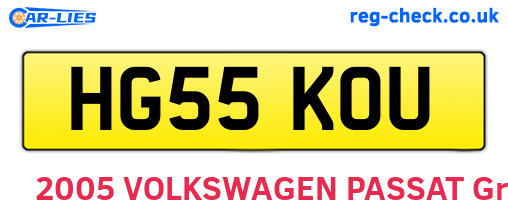 HG55KOU are the vehicle registration plates.