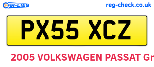 PX55XCZ are the vehicle registration plates.