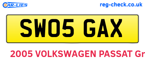 SW05GAX are the vehicle registration plates.
