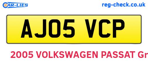 AJ05VCP are the vehicle registration plates.