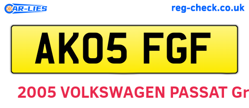 AK05FGF are the vehicle registration plates.