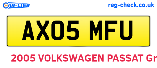 AX05MFU are the vehicle registration plates.