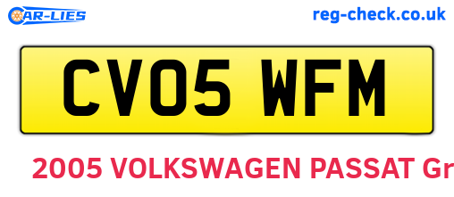 CV05WFM are the vehicle registration plates.