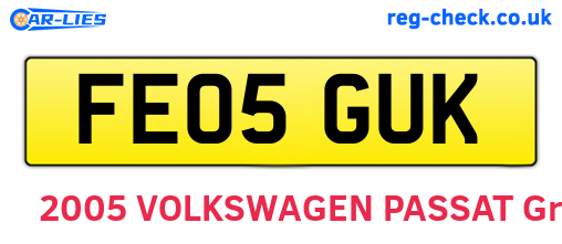 FE05GUK are the vehicle registration plates.