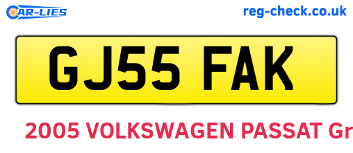 GJ55FAK are the vehicle registration plates.