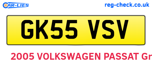 GK55VSV are the vehicle registration plates.