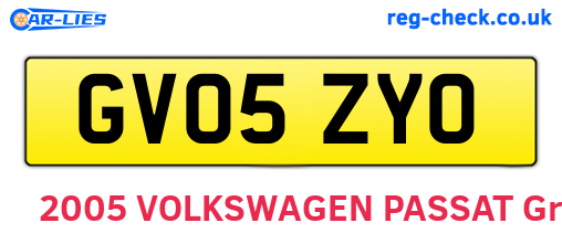 GV05ZYO are the vehicle registration plates.
