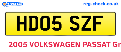 HD05SZF are the vehicle registration plates.