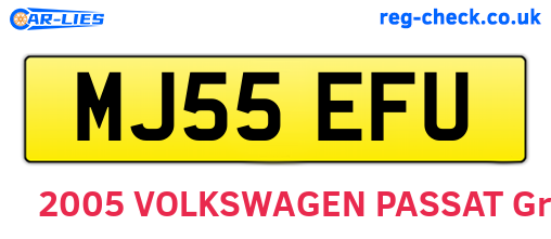 MJ55EFU are the vehicle registration plates.