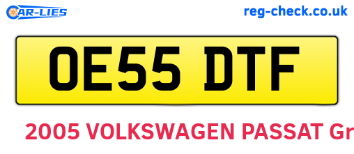 OE55DTF are the vehicle registration plates.