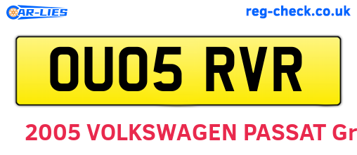 OU05RVR are the vehicle registration plates.