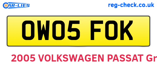 OW05FOK are the vehicle registration plates.