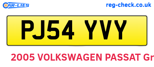 PJ54YVY are the vehicle registration plates.
