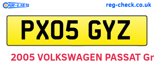 PX05GYZ are the vehicle registration plates.