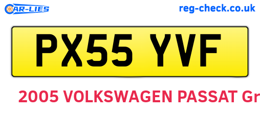 PX55YVF are the vehicle registration plates.