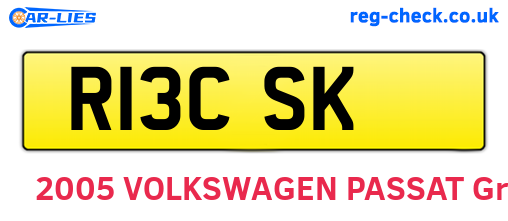 R13CSK are the vehicle registration plates.