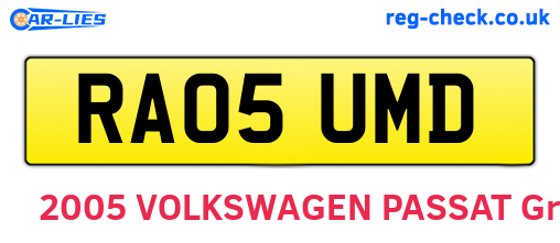 RA05UMD are the vehicle registration plates.