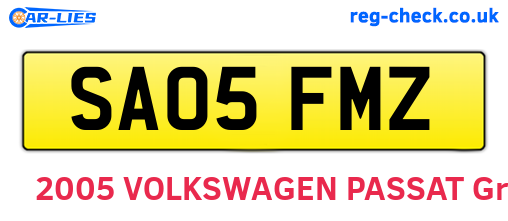 SA05FMZ are the vehicle registration plates.